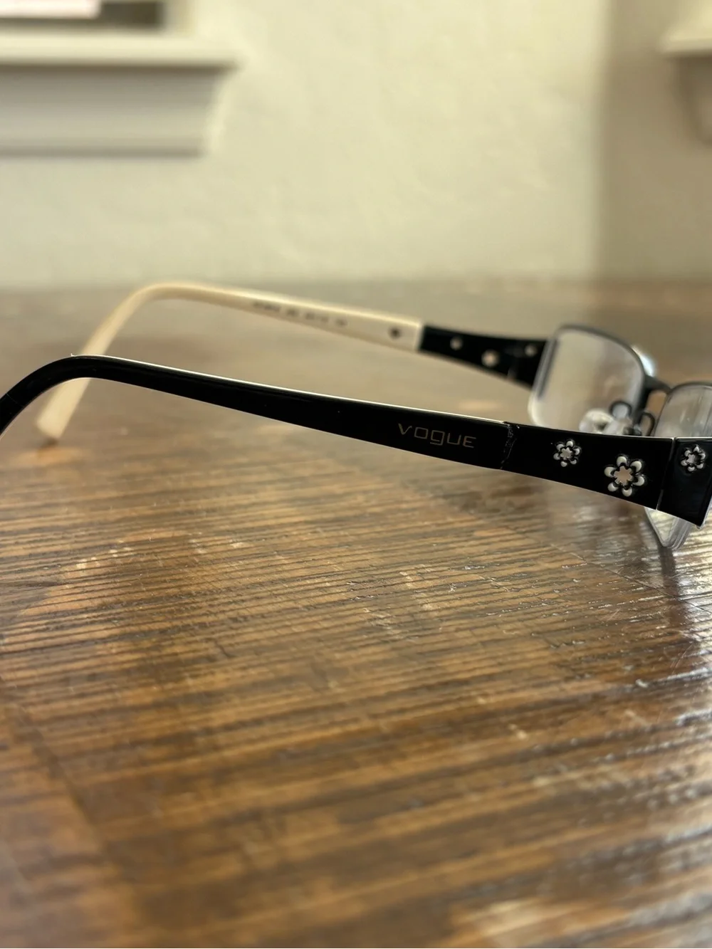 Vogue VO3619 352 Eyeglasses Frames Black White Floral Half-Rim 52-18-135 Women’s